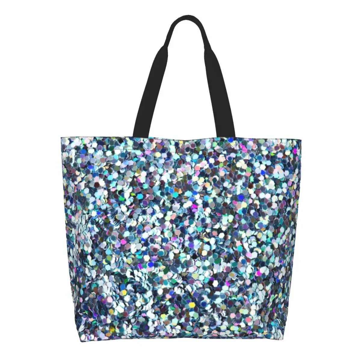 Sequins Glitter Sparkle Diamond Canvas Shopping Bags Portable Large Capacity Grocery Bling Crystal Rhinestone Shopper Tote Bags