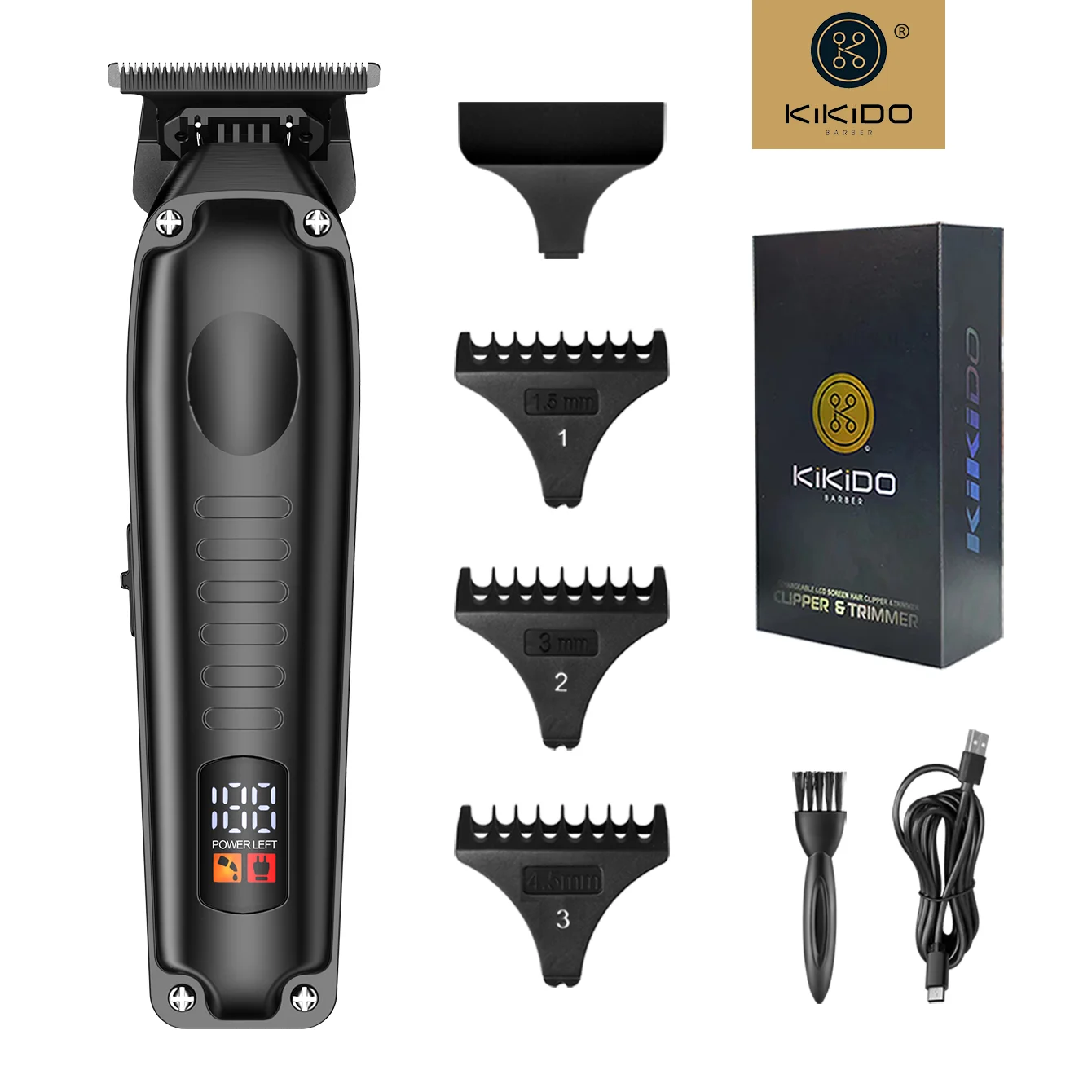 KIKIDO Hair Clipper Professional Hair Trimmer Adjustable Barber Rechargeable Hair Cutting Machine 6200 RPM Trimmer for Men KK505