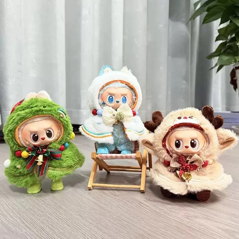 

For Labubu Doll Clothes Christmas Series Hooded Cloak Reindeer Clothing Replacement Snowman Festival Outfits Creative Gifts