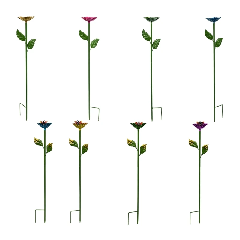 Gartenpfähle aus Metall für den Außenbereich, 4er-Set, Blumenpflücker aus Eisen für Rasenkanten, Gehwege, Blumentöpfe und B03E – Detail 1