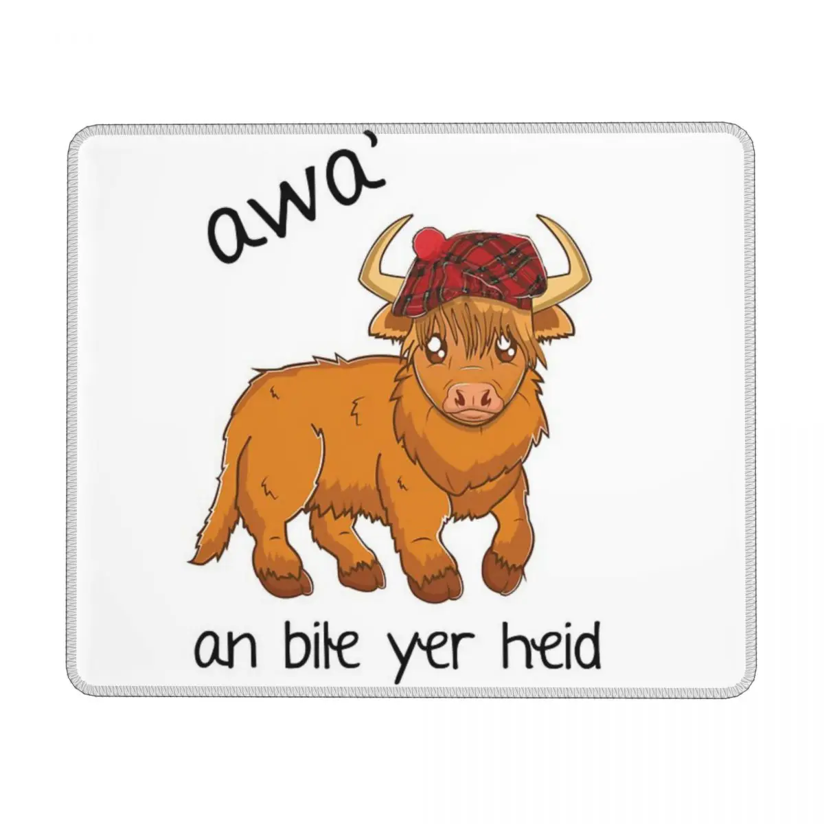 Rude Scottish Highland Cow Bile Yer Heid Rubber Keyboard Pads