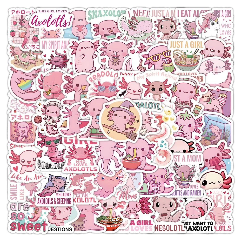 

100PCS Cute Salamander Graffiti Stickers Cartoon Style Decorative Notebook Water Cup Luggage iPad Waterproof Stickers Kids Toy