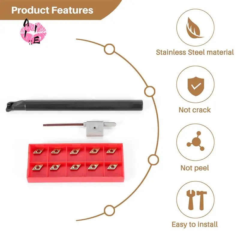 

A11E-12 шт. твердосплавные вставки Dcmt0702 + расточная оправка S12M-Sducr07 150 мм с гаечным ключом для токарных станков с ЧПУ, внутренние токарные инструменты