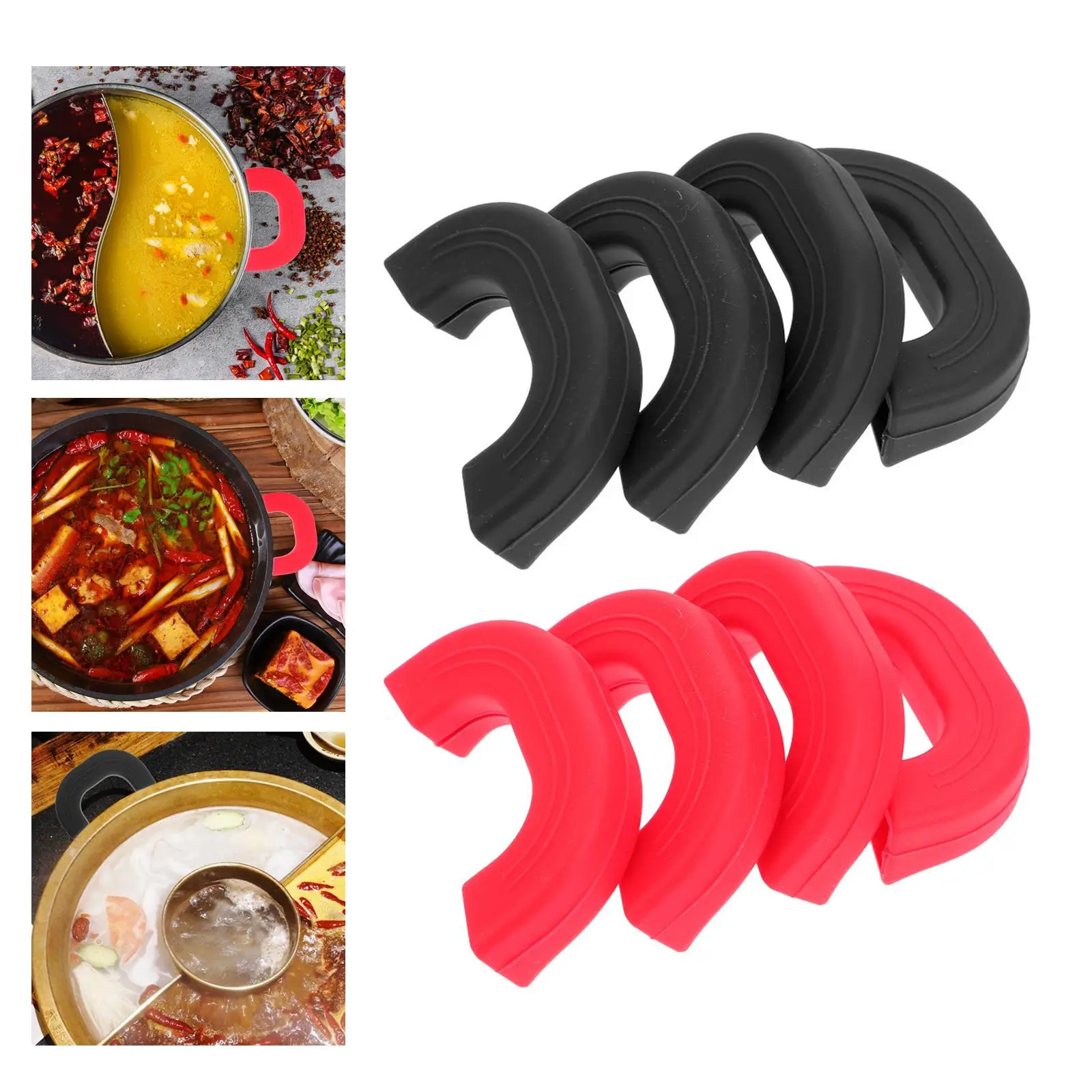 4Pcs Silicone Assist Handle Holder Hot Pan Handle Potholders for Skillets Plate