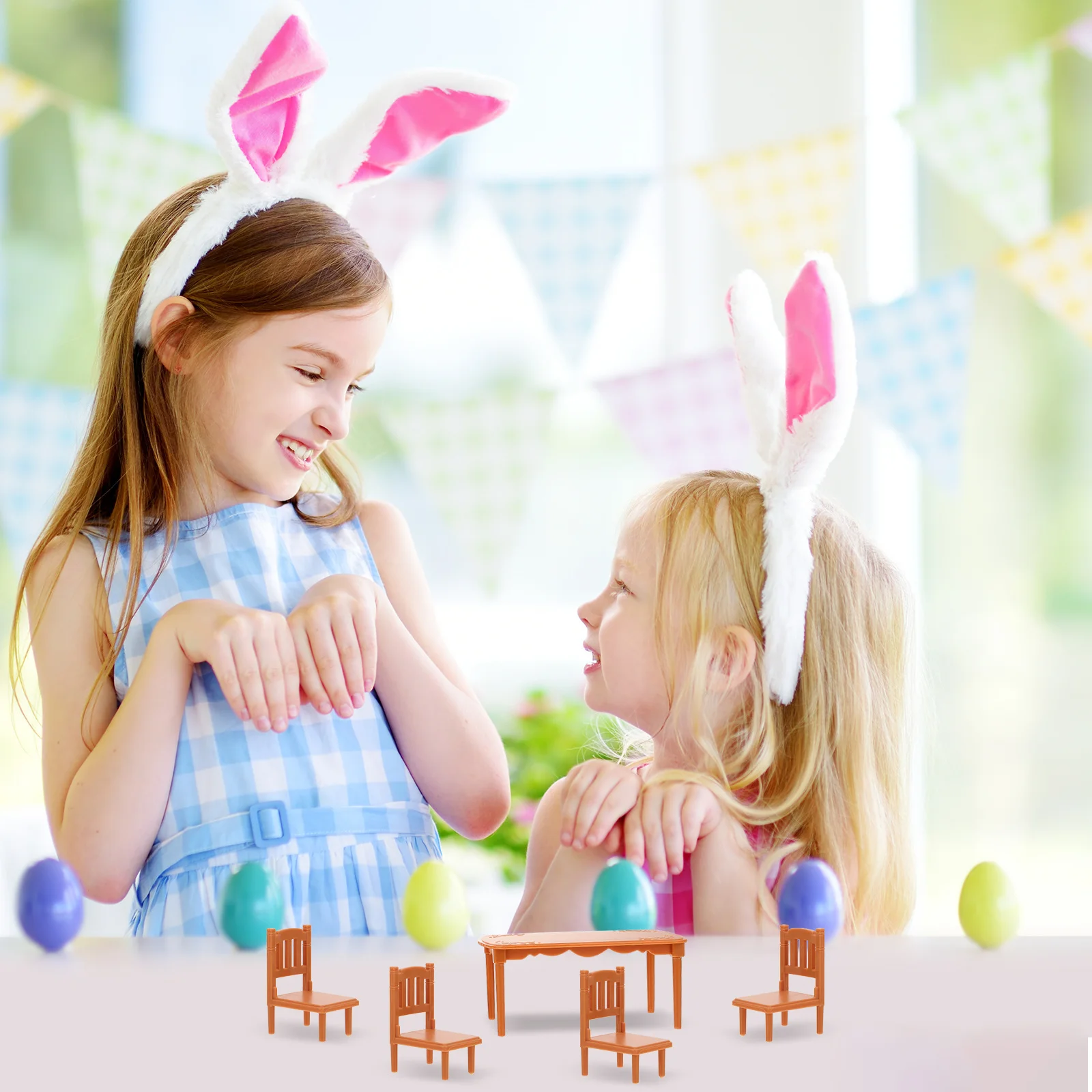 1Set Mini Meubilair Tafel Stoel Set Kleine Eettafel voor Speelhuis Kids Gift Lichtgewicht Draagbare Decoratieve Thuiskantoor