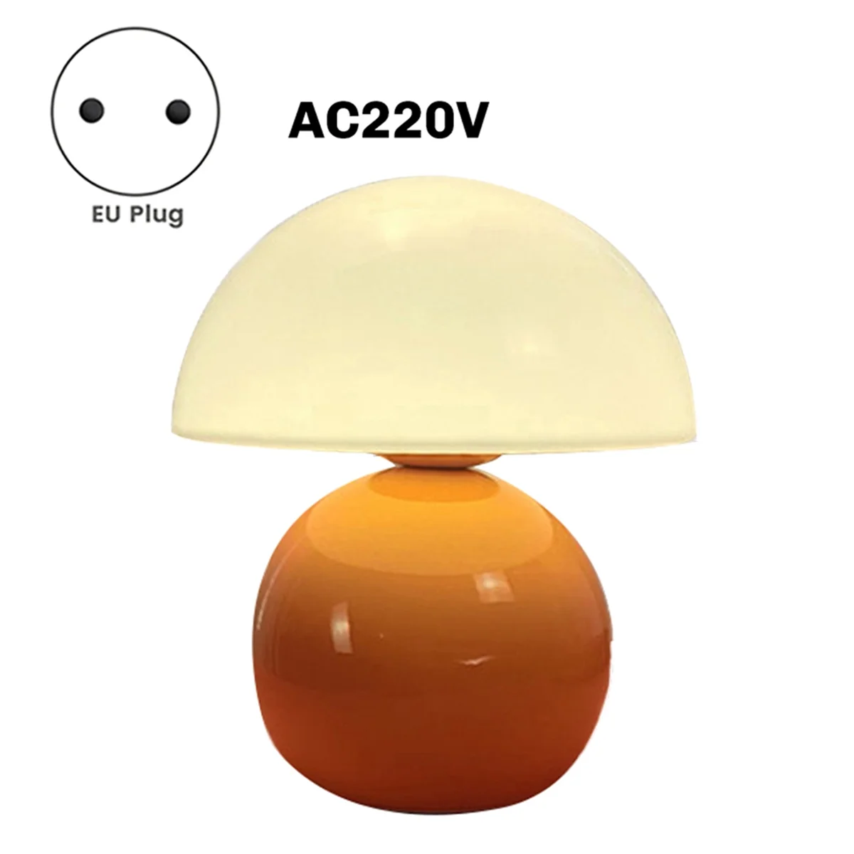 Mushroom Lamp Table Bedside Nightstand Lamp for Bedroom Cute Mini Mid Century Modern Lamp Dimmable Orange EU Plug