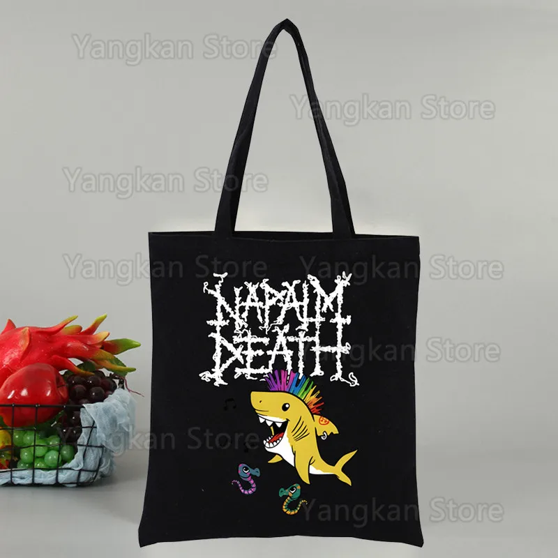 Napalm Death Women Package Elegant Canvas Bag Handbags Shoulder Bags Casual Shopping Girls Handbag Black