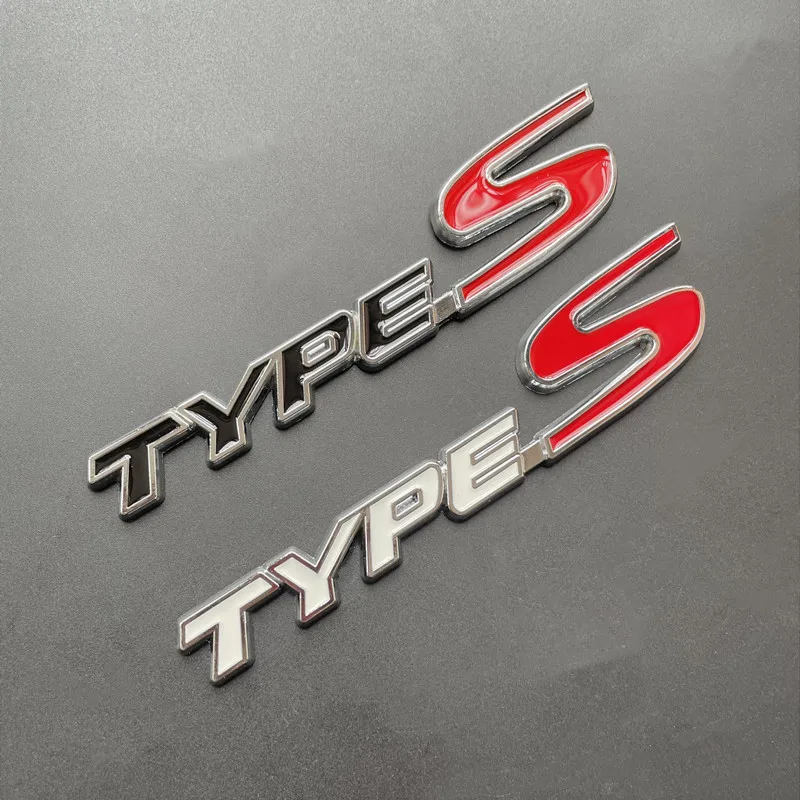 3D Metal Types Type S Logo Letters Car Trunk Badge Decal For Honda Fit City Civic Accord Type S Emblem Sticker Accessories