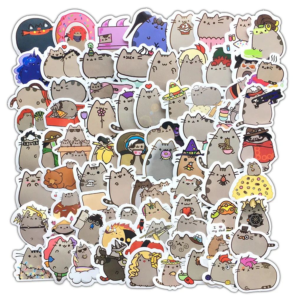 10/30/50/100pcs Cute Chunky Cat Graffiti Stickers Cartoon Decal Notebook Scrapbook Laptop Phone Bike Waterproof Sticker Kid Toy