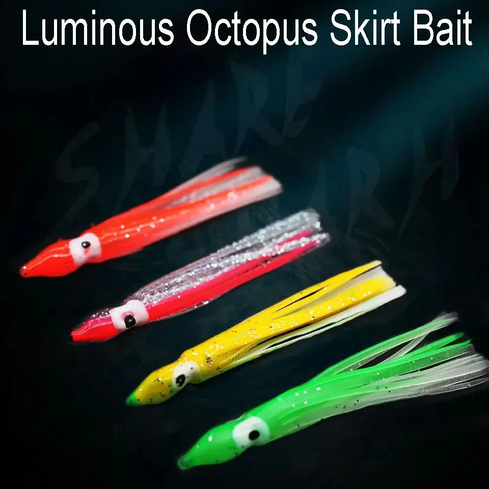 

10pcs/lot luminous Squid Skirt Bait Octopus Luya Drag Fishing Marlin Tuna Trolling Lure Fishing Lure Swimbait Tackle Wobbles Sea