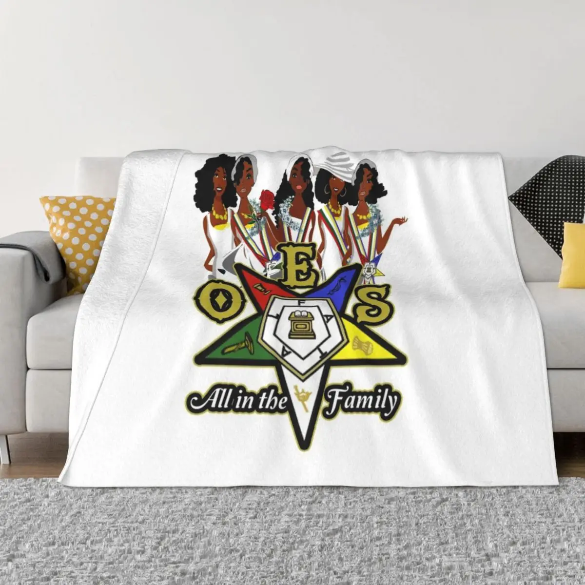 OES Order Of The Eastern Star Logo Sistars All In The Family Freemason Throw Blanket Beach anime Furrys Blankets