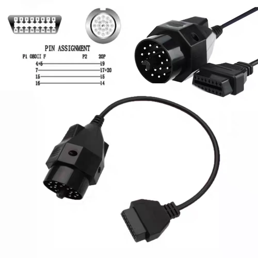 NEW Adapter FOR BMW 20pin to 16PIN Female OBD OBD II for E46 E39 E90 E60 F30 E36 X6 X5 Z3 OBD2 16 Pin Car Diagnostic Cable