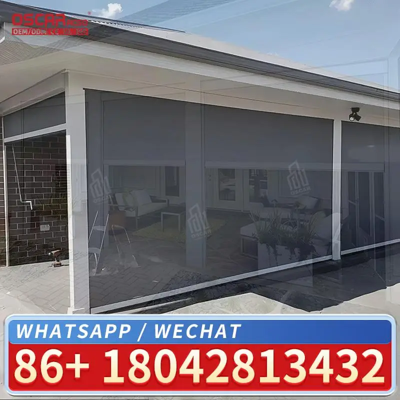 

Windproof Fiberglass Blackout Electric Automatic Outdoor Motorized Roller Window Shades Horizontal Shutter Blind for Patio and B