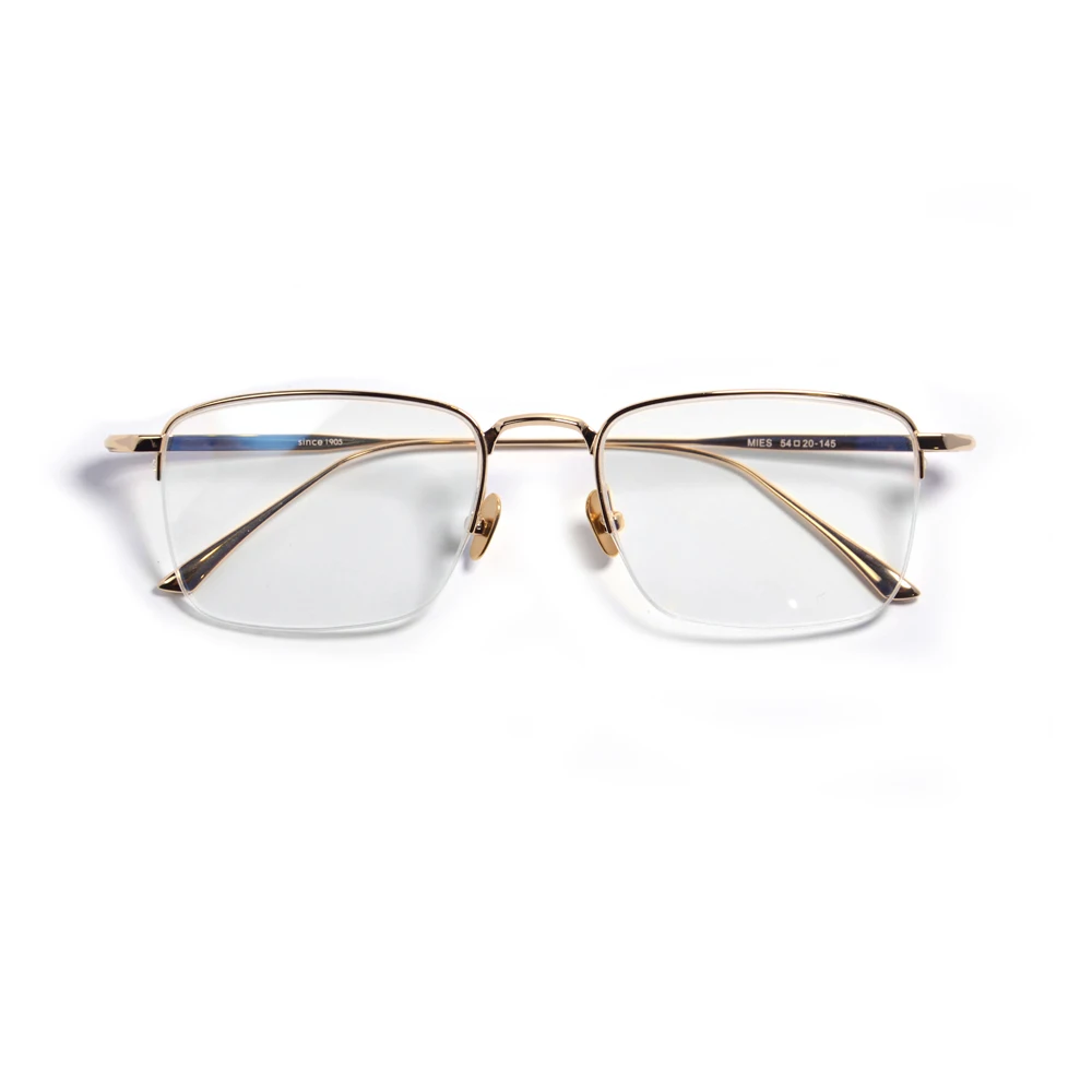 Mens Oversized Rectangle High Quality Titanium Eyeglasses Frame Classic Business Style Gold Half Rim Dipoter Spectacles