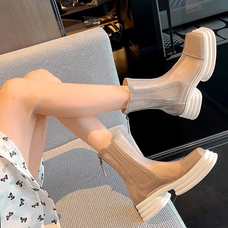 

Mesh Breathable High-Heeled Sandals Summer New Fashion Women's Boots Women's Hollow Height Increased Thick-Soled Women's Boots