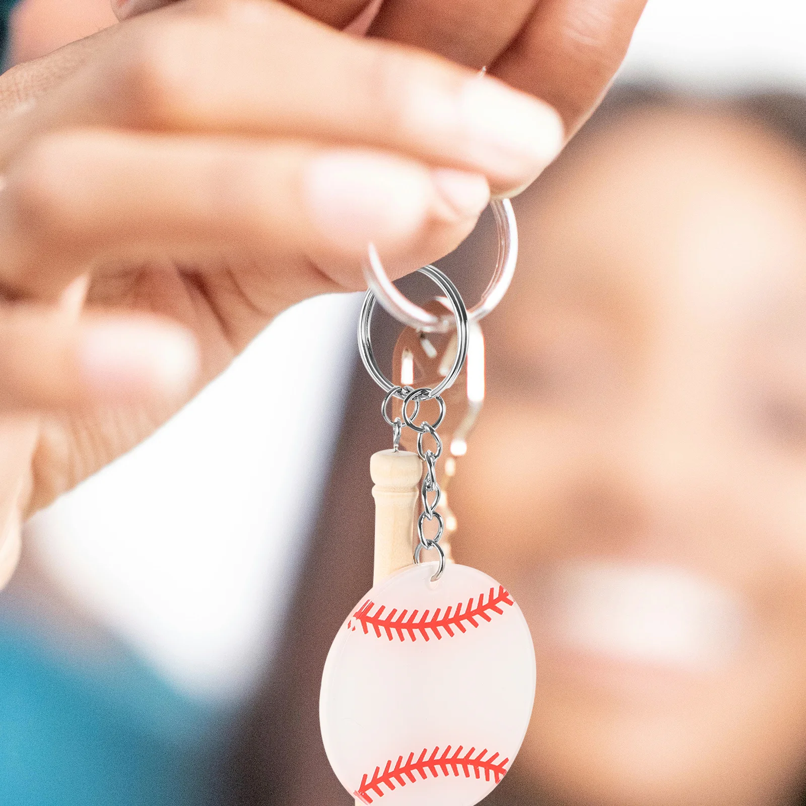 

10Pcs Baseball Keychains Acrylic Wood Softball Key Chain Decorative Bag Pendant Backpack Charm Key Rings for Women Men Kids