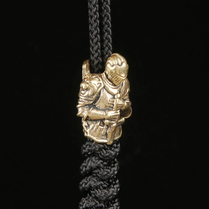 Brass Templar Knight Knife Bead Samurai EDC Paracord Pendant Handmade Accessories Charm Keychain Hanging Ornament Spacer Bead view 2