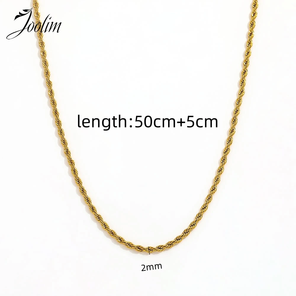 Joolim Jewelry Wholesale High End PVD Vintage Fashion Simple Fine Twisted Woven Rope Chain Stainless Steel Bracelet for Women