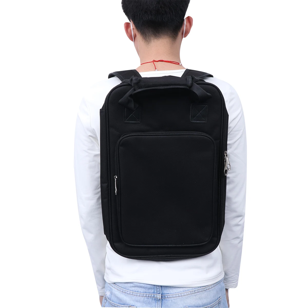 

1Pcs Drumstick Bag Durable Waterproof Oxford Cloth Large Capacity Carry Handle Double Hooks Storage for Drumsticks Wooden Maple