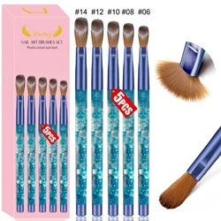 5pcs Kolinsky Acrylic Nail Brush Set Size 6/8/10/12/14 for Acrylic Powder Application Brushes Art Extension Carving Salon Home