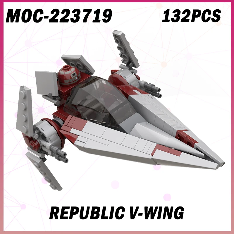 

132PCS MOC-223719 Space War Republic V-WING DIY Sci-Fi Interstellar Military Weapons Model Assemble Toys For Adult Gift