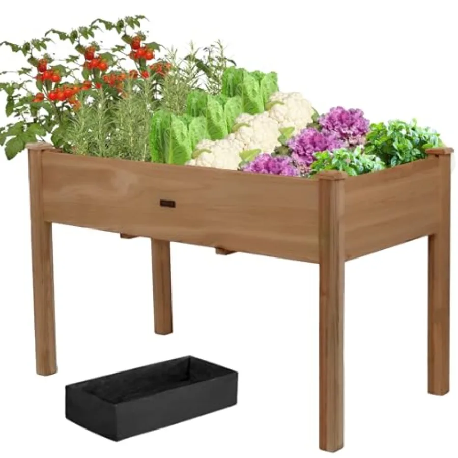 

48x24x30in Raised Garden BedWooden Raised Garden Beds Outdoor Elevated Reinforced Planter Box with Legs for Backyard/Patio/Gard