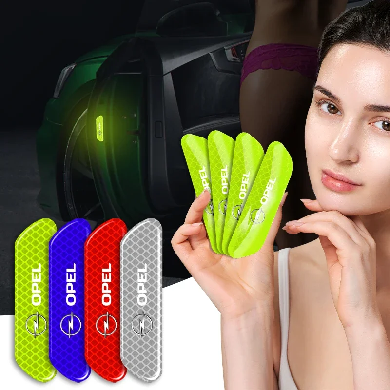 

4pcs Car Door Reflective Strips security Warning Stickers For Opel Astra j g Insignia Corsa d Vectra c Zafira a Auto Gadgets
