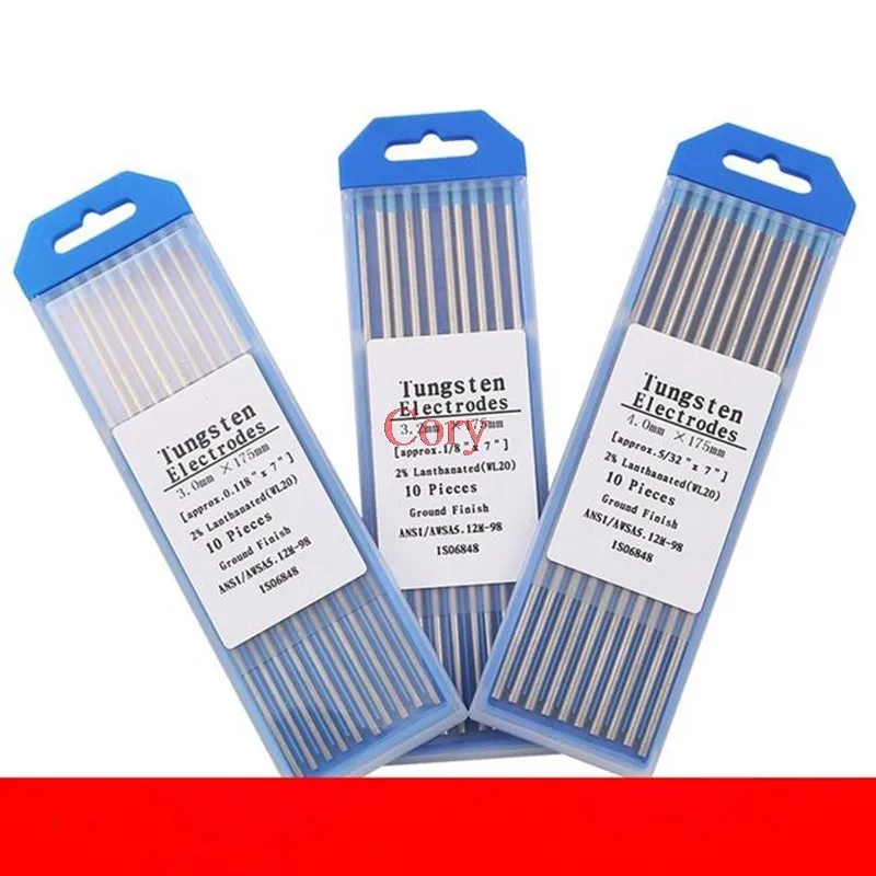 

10pcs/Box Welding Electrodes Rods 1.0/1.6/2.4mm Blue Head Lanthanum Tungsten Electrodes Low Temperature Tig Soldering Rods