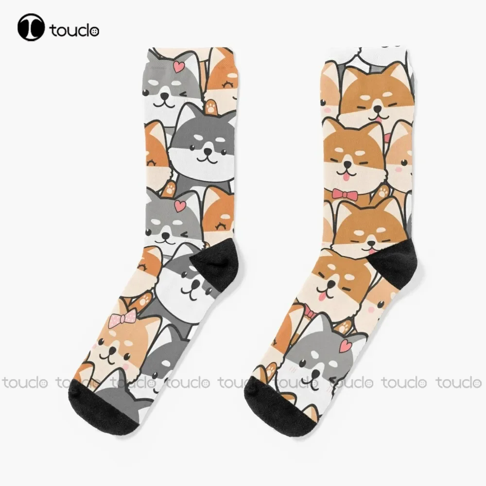 

Забавные носки Shiba Inu, черные носки, унисекс, носки для взрослых и подростков, молодежные носки, подарок на заказ 360° ° Цифровая печать Hd Высокое качество Мода Новая