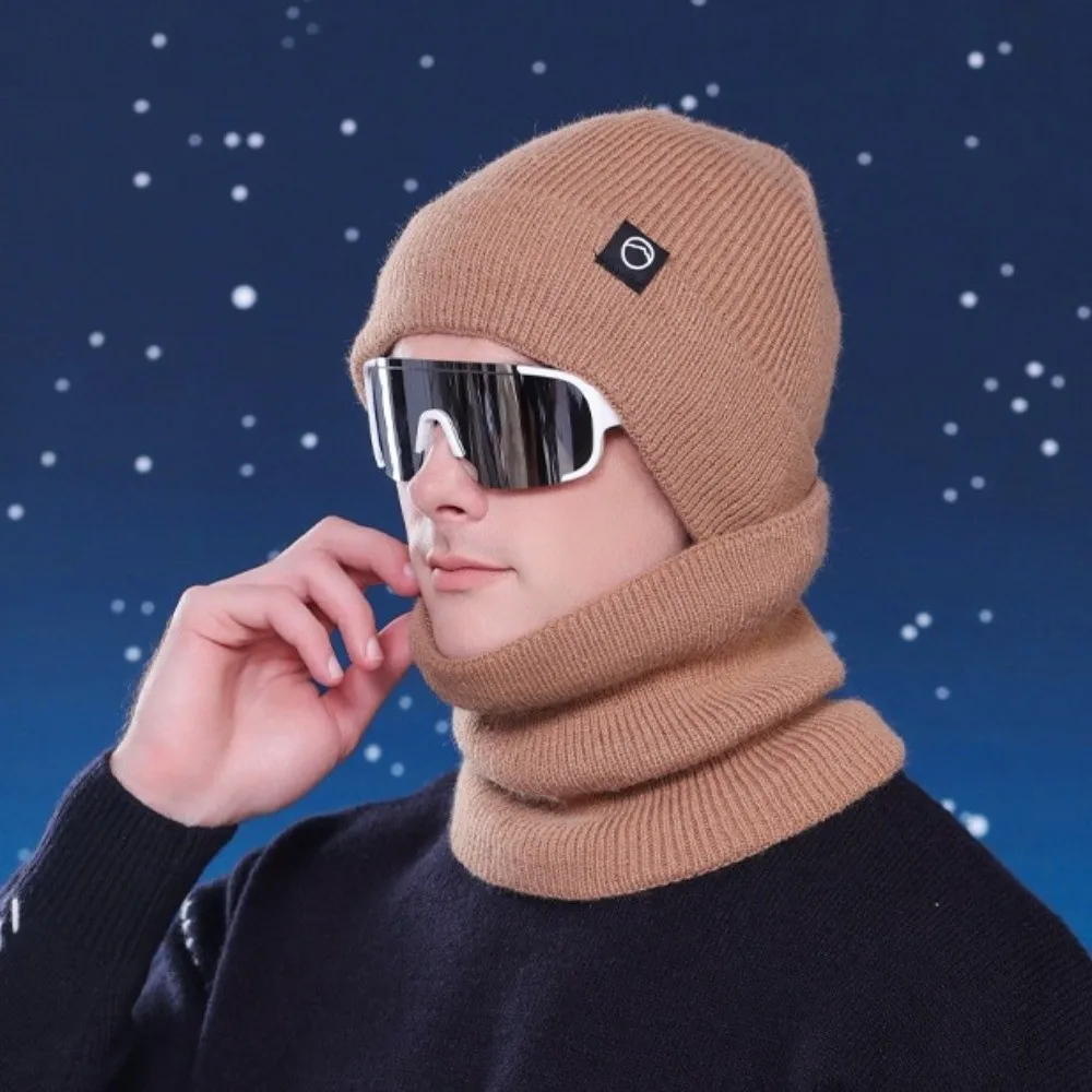 Warm Cap Winter Glove Cap Set Korean Style Neck Warmer Knitted Hat Gloves Scarf 3Pcs Set Bucket Hat Solid Beanie