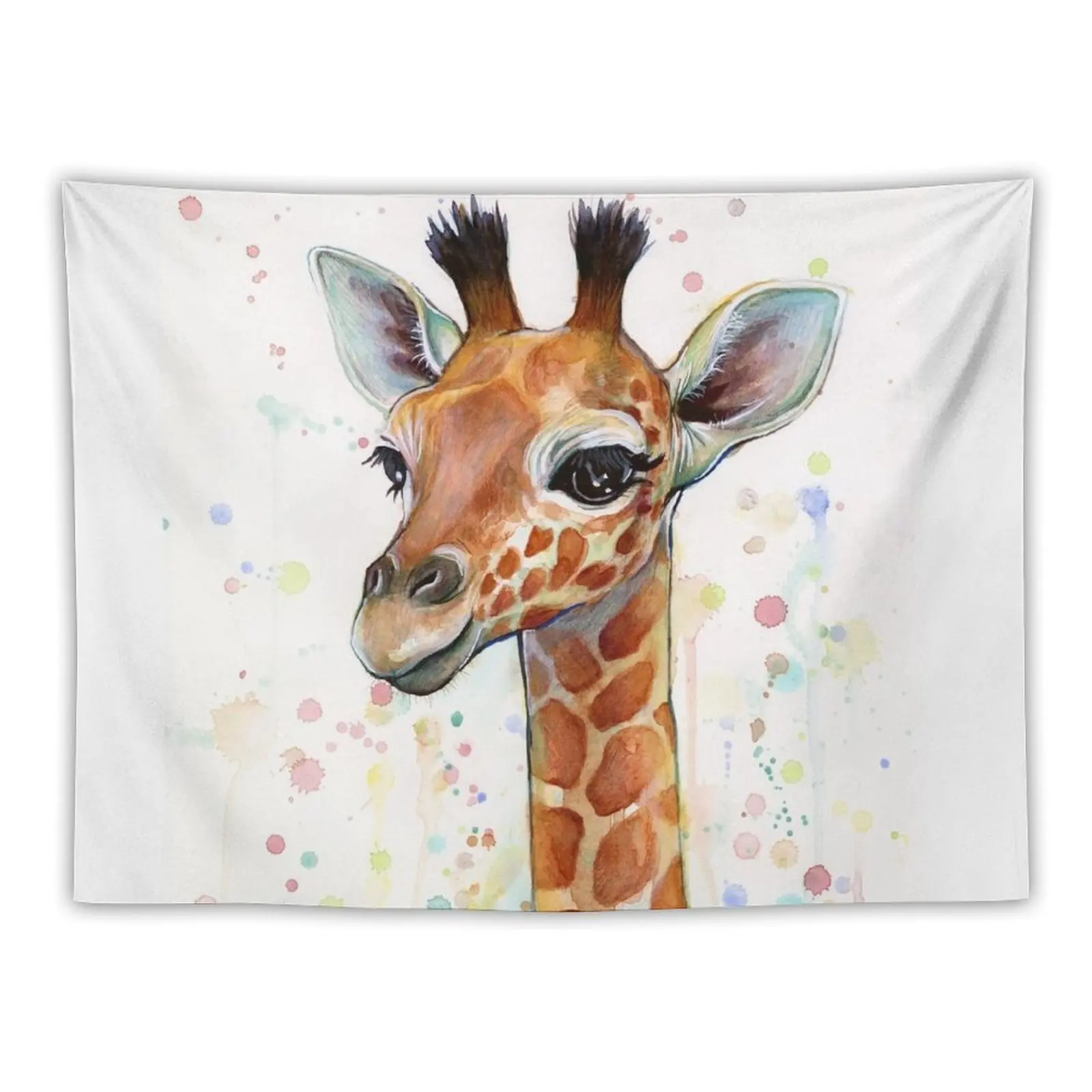 

Baby Giraffe Watercolor Painting, Nursery Art Tapestry Home Decor Accessories Room Decor Aesthetic Room Decorator Tapestry