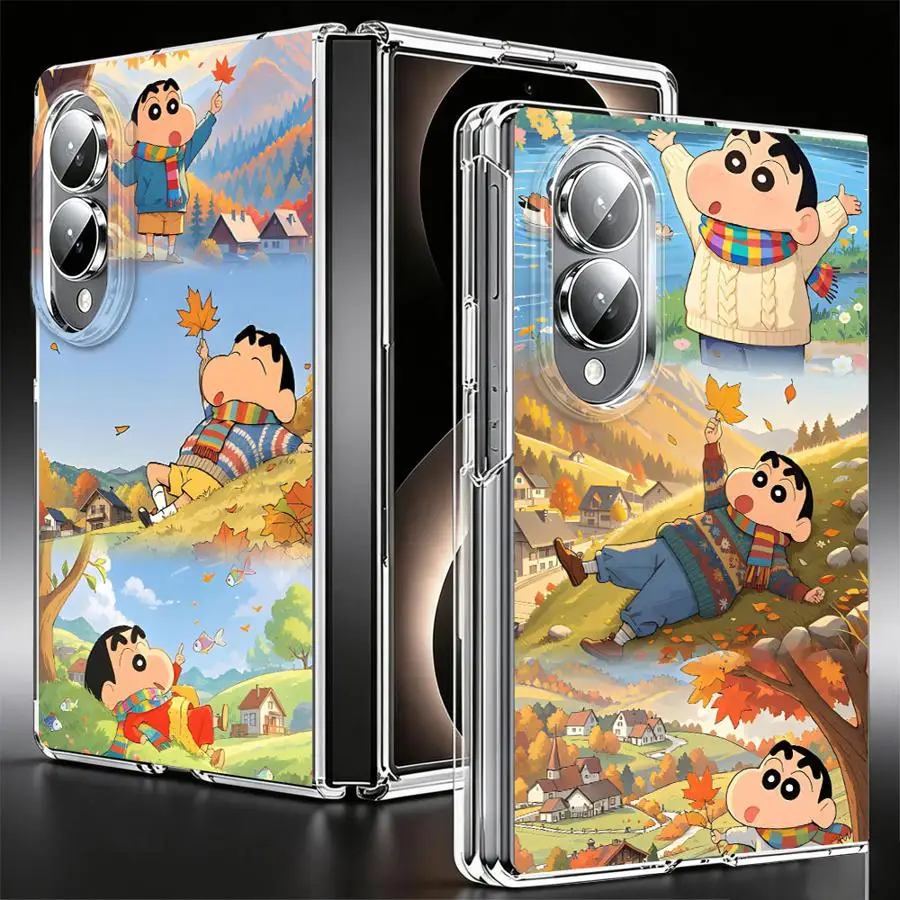 Transparent Soft Phone Cover Case for Samsung Galaxy Z Fold 8 ZFold8 Shinchans Autumn Outing