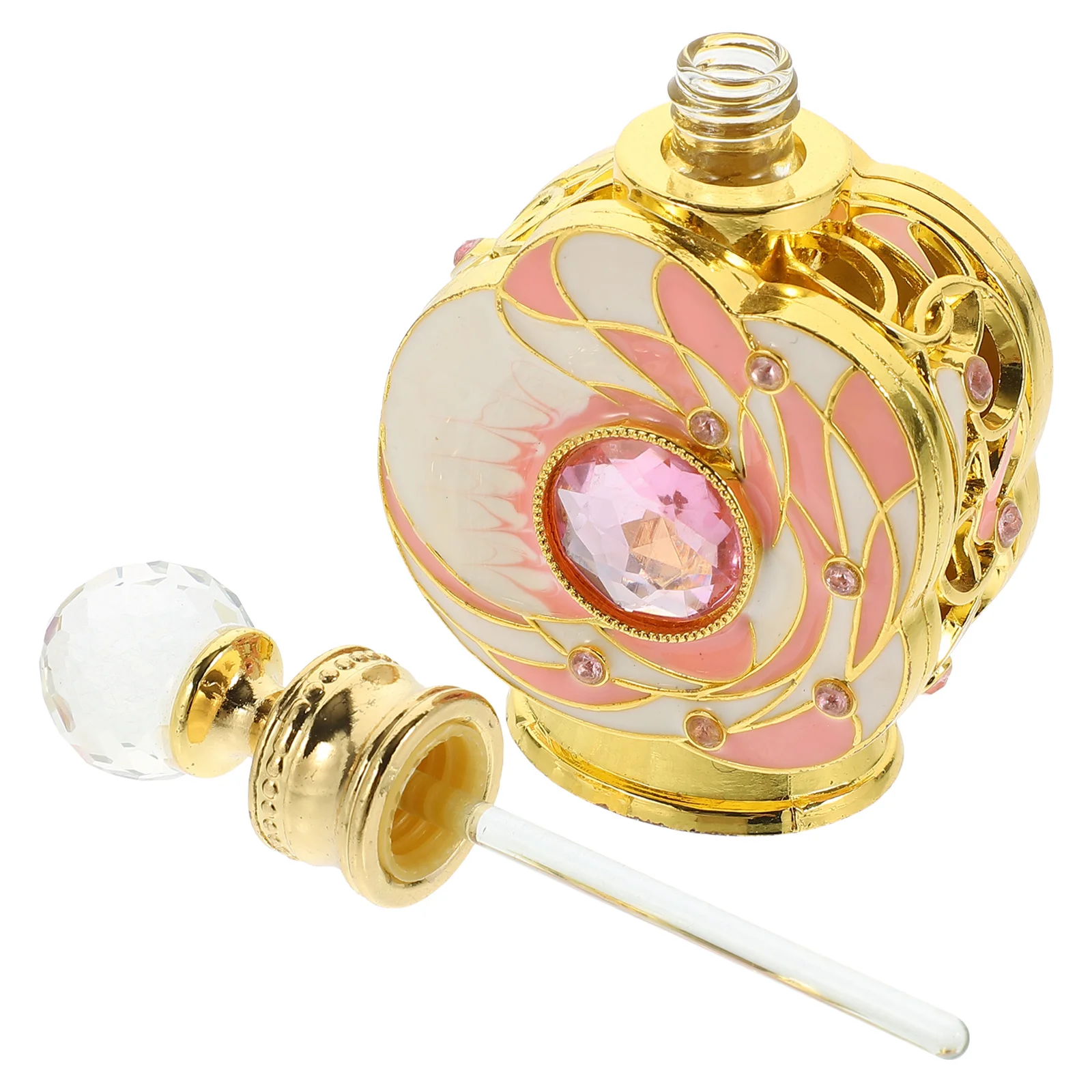 

Small Glass Perfume Bottle Essential Oil Bottle Empty Metal Liquid Storage Delicate Design for Travel and Gifts
