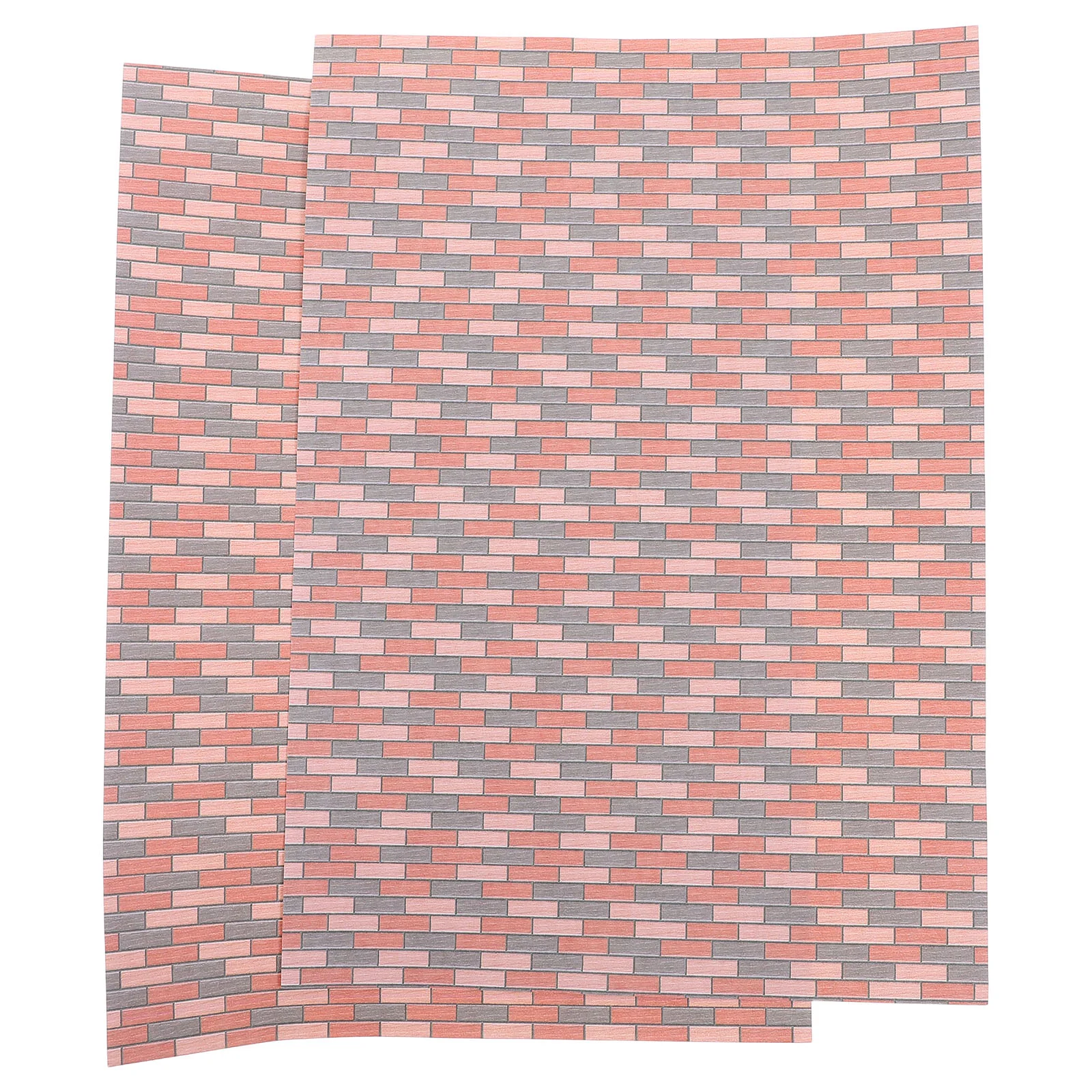 

2 Pcs Dollhouse Wallpaper Peel Stick Simulate Construction Mini Outdoor Wall Decals Easy Install Removable Brick