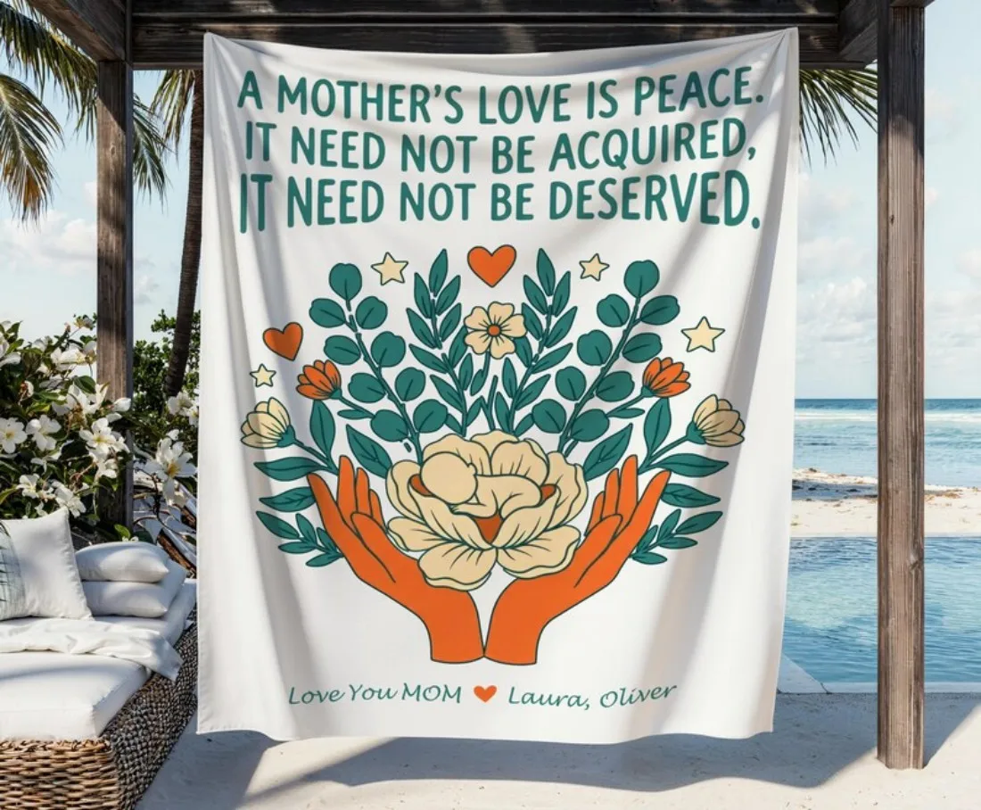 Decorative Hanging Decorations On The Indoor And Outdoor Walls For Mother's Day, Mother's Day Gifts, Peony Flower Art Tapestry