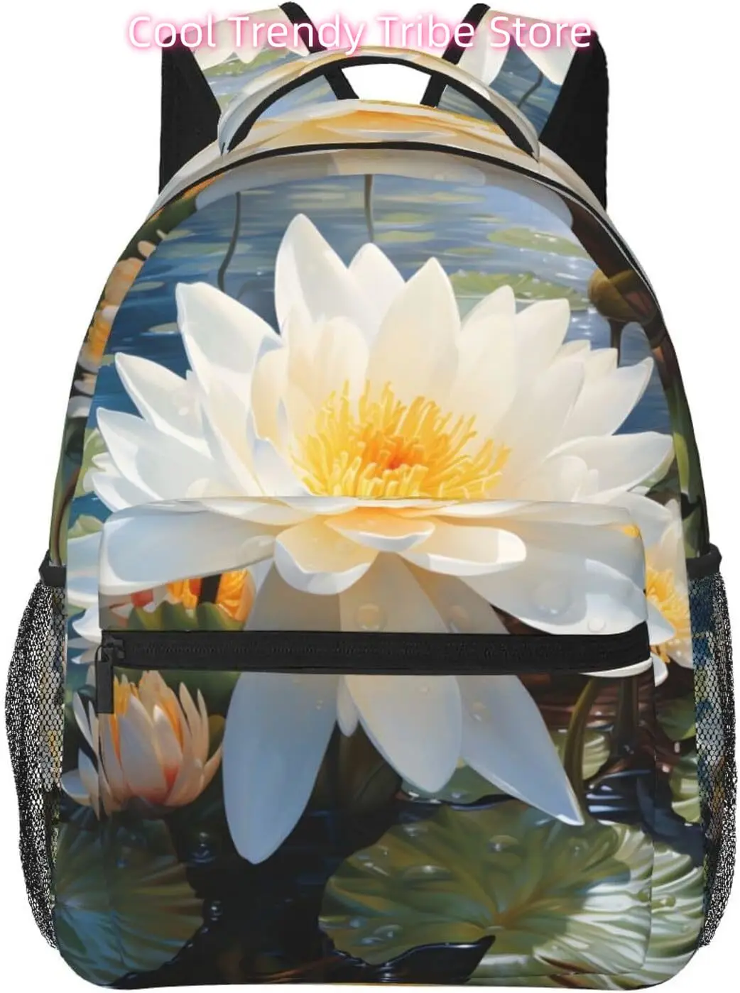 

Cartoon Lotus Flower Lightweight Laptop Backpack Lightweight Multipurpose Travel Casual Daypack Unisex College Backapcks for Men
