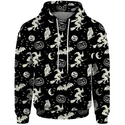 Vleermuis Hoodies Y2k Kleding Mannen Hoodies Pompoen Ghost Mannelijke Sweatshirt Heks Hoody Halloween 2024 3D Gedrukt Sweatshirt Monga Hoodie