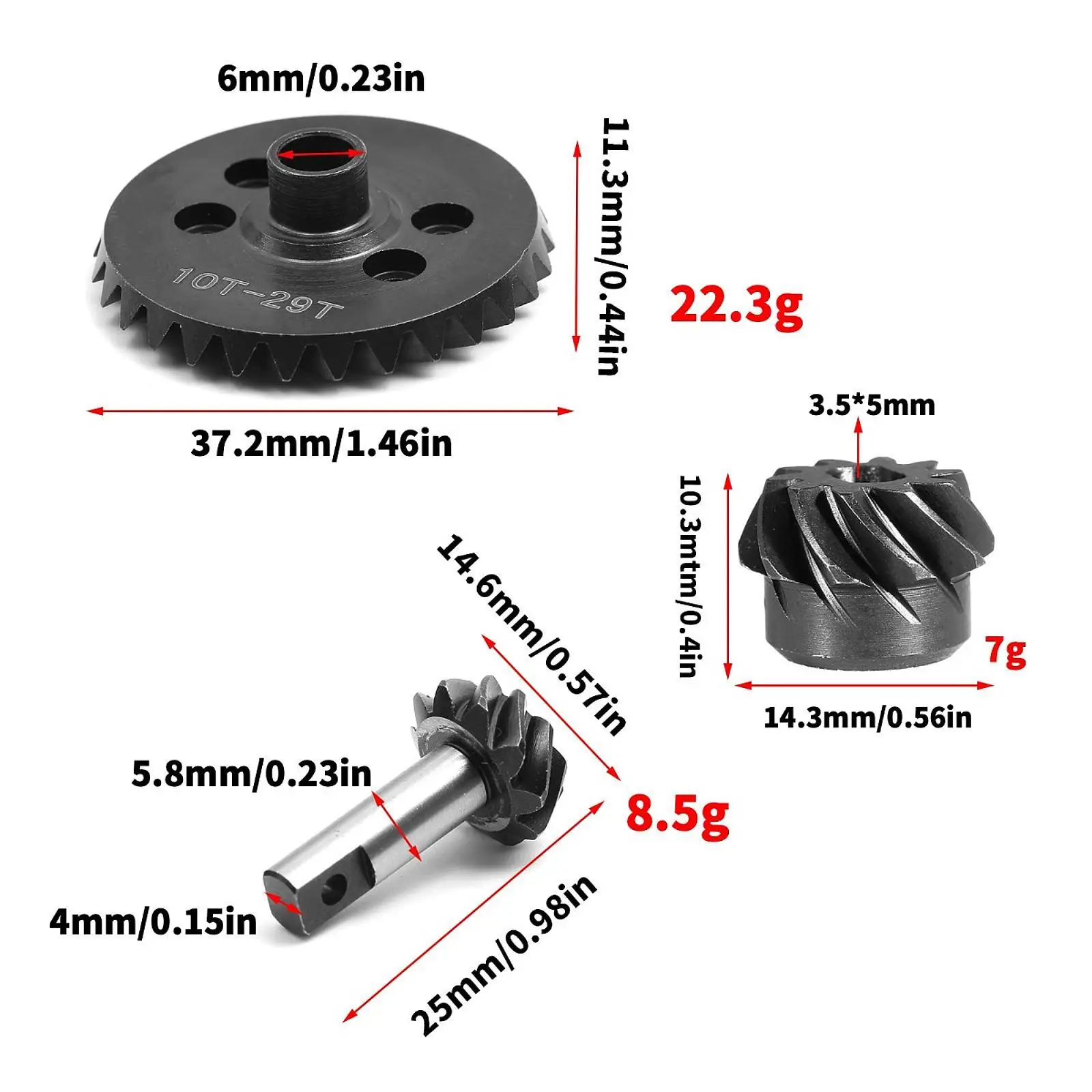 Engrenagem diferencial de carro RC 1:10, montagem profissional de componentes de metal de engrenagem diferencial