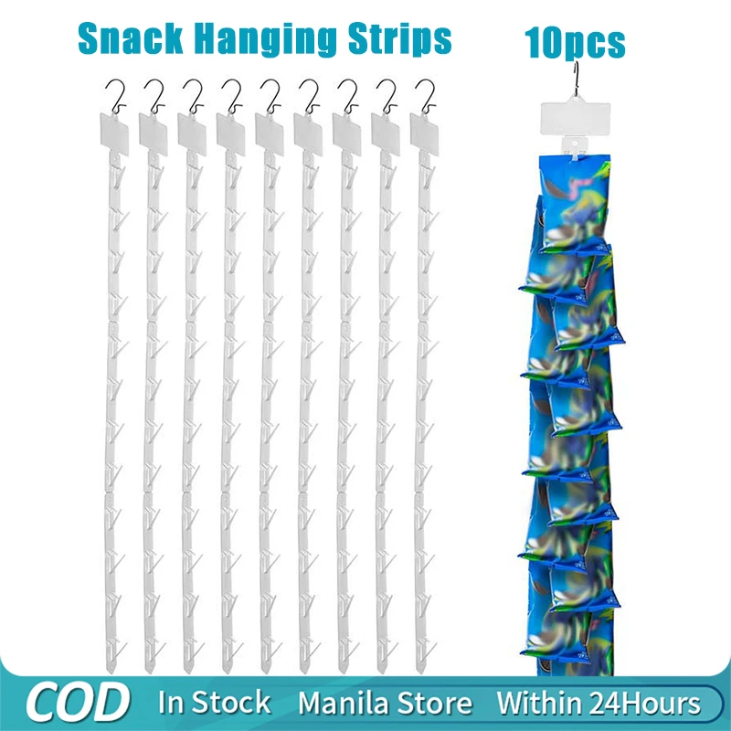 10Pcs Plastic Transparent Snack Hanging Strips Universal Convenience Store Shelf Food Display Hangers Foldable Shop Clip Strips