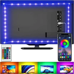 5050 SMD LED 스트립 조명, TV 블루투스 USB TV 백라이트 키트, 원격 5V RGB LED 램프 테이프, 홈 장식 조명 유연함