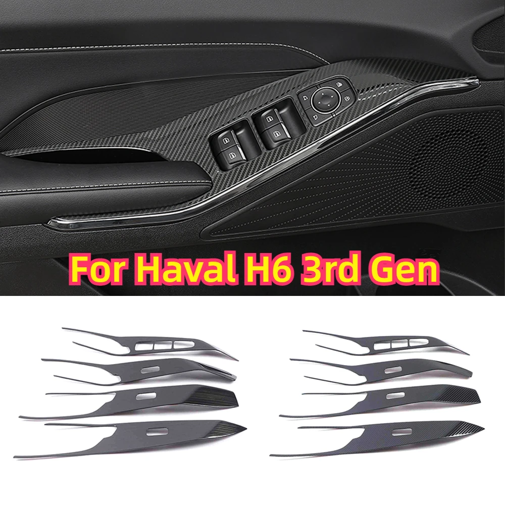 

For Haval H6 3rd Gen 2021 2024 Carbon Fiber Interior Modify Accessories Glass Window Lift Switch Button Panel Cover Sticker