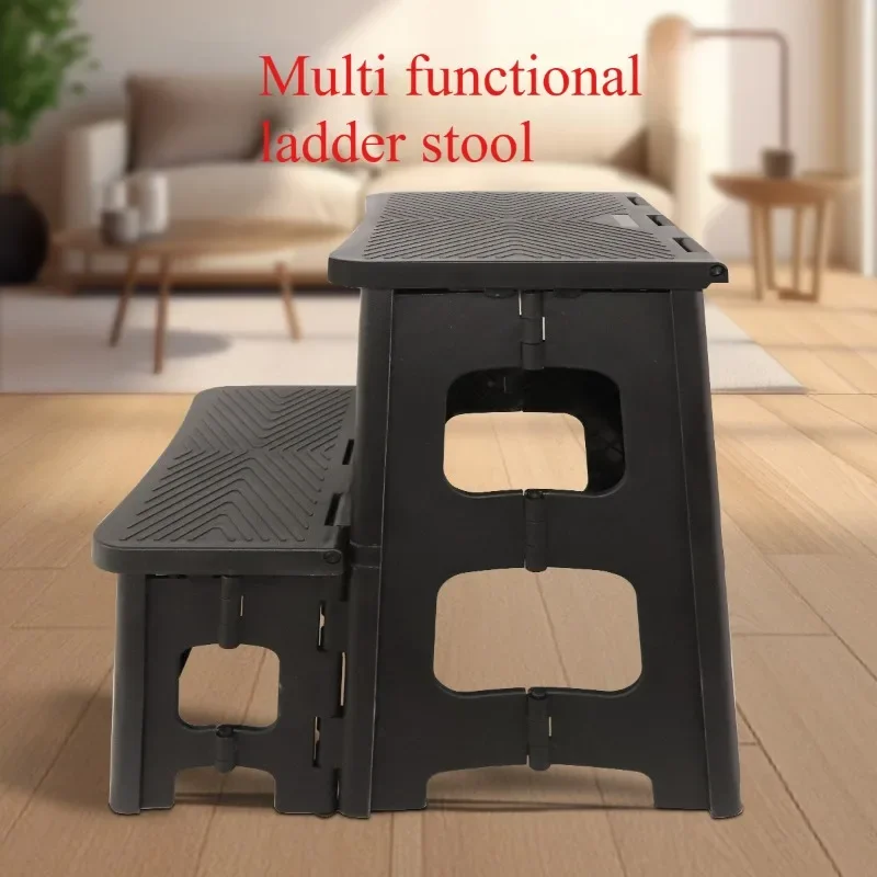 Household folding stool, household plastic climbing ladder, high and low step folding stool, high and low step stool image 2