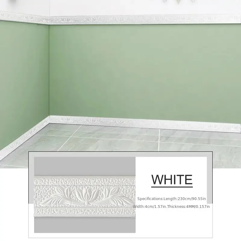 1PC 4X230CM 3D Wall Trim Line Skirting Border Self Adhesive Baseboard Wallpaper Hallway Ceiling Decor Anti-collision Corner Line