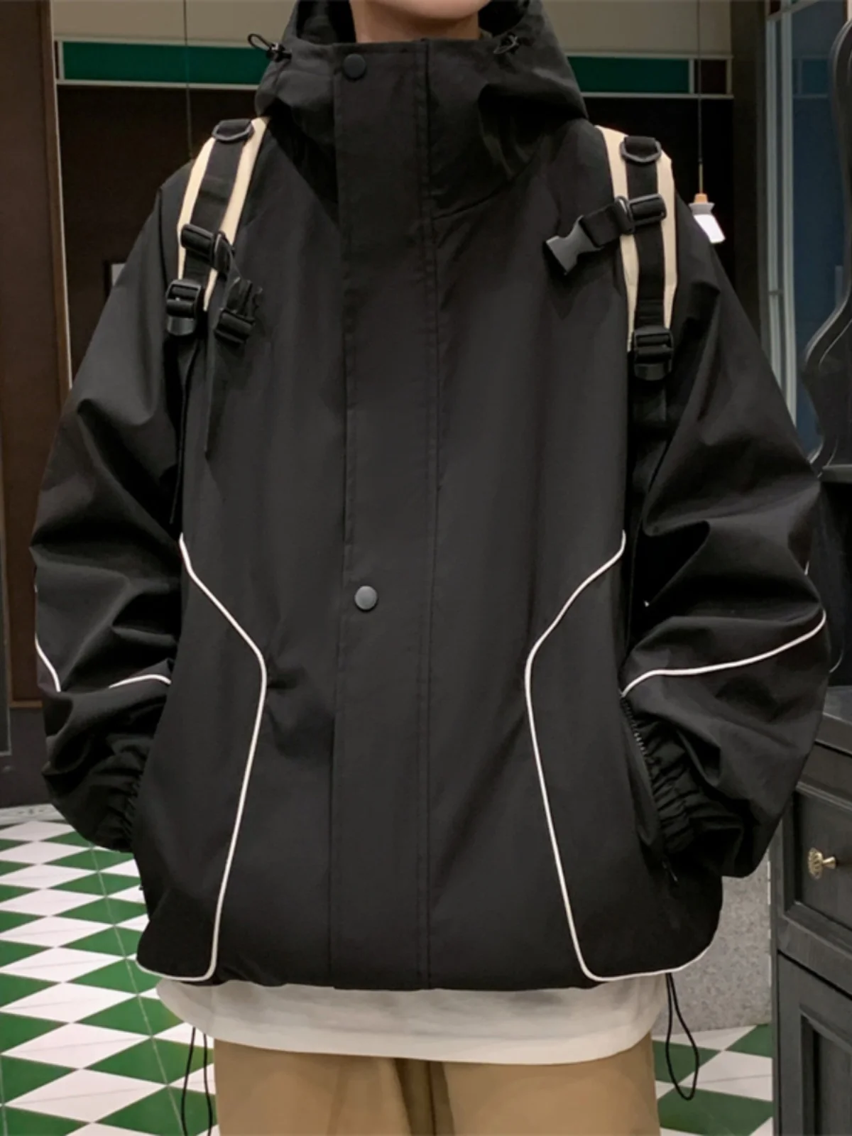 

Men's Outdoor Windproof Waterproof Workwear Jaet Trendy Pilot Coat Autumn Spring Seasonal Regular Length Zipper Closure