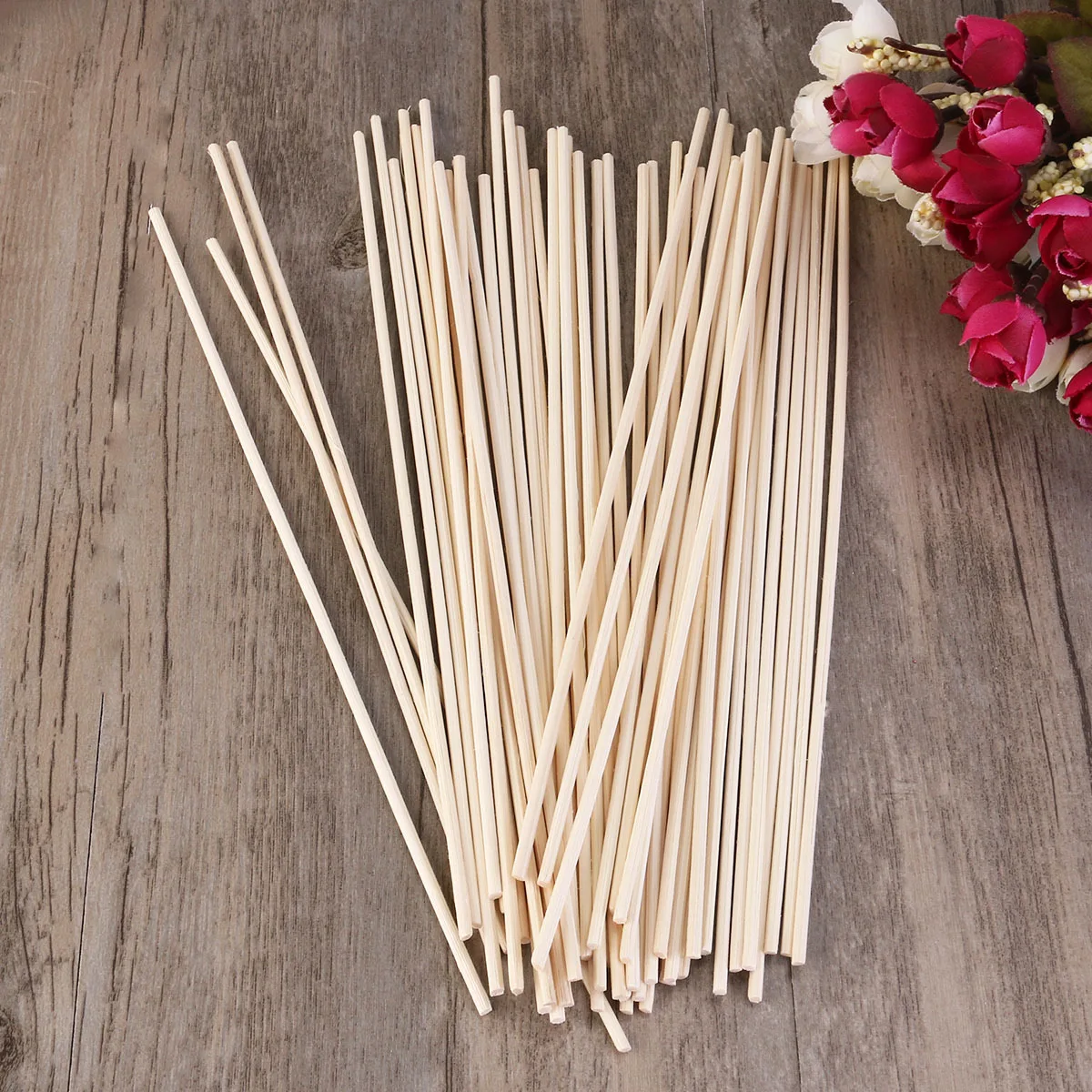 50Pcs Oil Diffuser Replacement Reed Sticks Wood Color 24cm Effective Aromatherapy Rattan Diffuser Air Freshener Sticks
