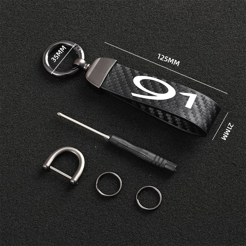 For Saab 91 93 95 97 Aero Automobile Spare Part Decorationt Carbon Fiber Stripe Auto Key Ring Rope Strap Car Keyring Accessories