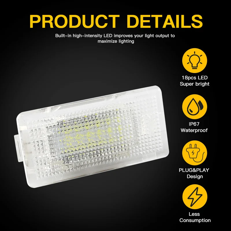 2Pcs Led Footwell Luggage Trunk Interior Light Glove Box Lamp No Error for BMW X5 E46 E39 E84 E90 E91 E92 E53 F01 F02 E61 E60