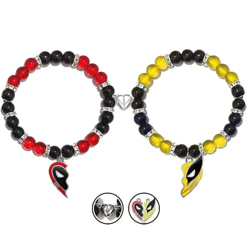 

Deadpool Wolverine Bracelets Best Friends Heart Necklaces Pendant Friendship Jewelry for Fans Friends Gifts