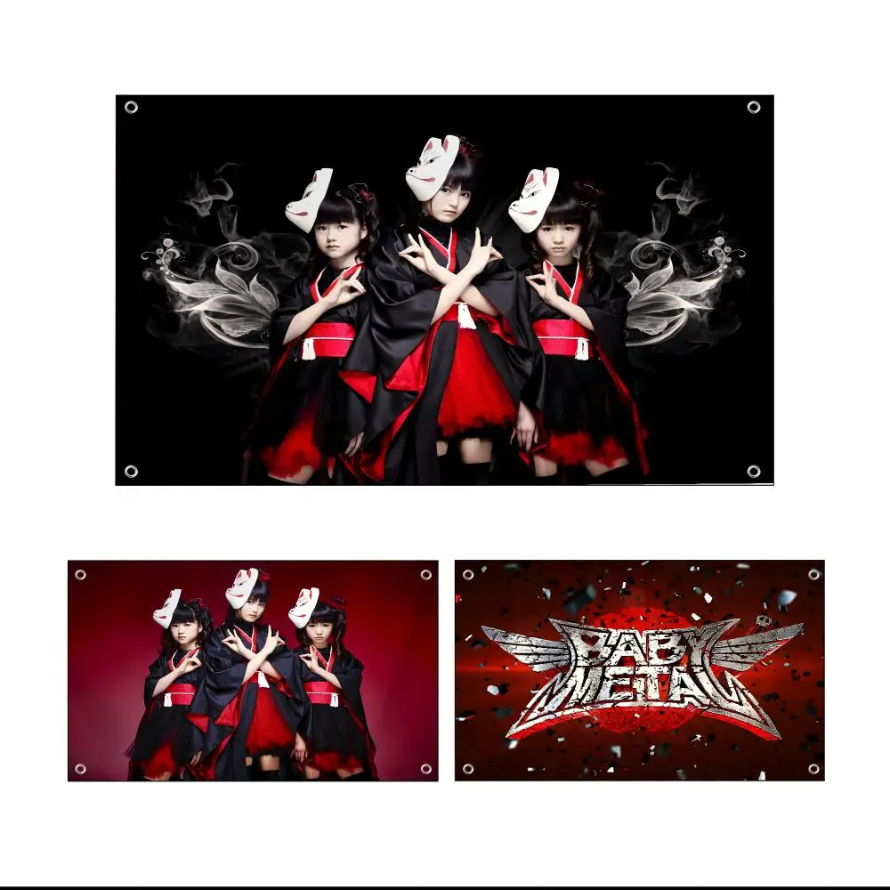 B-Babymetal Music Star Flags Custom Wall Hanging Background Art Banner For Bedroom Home Living Room Outdoor Decor