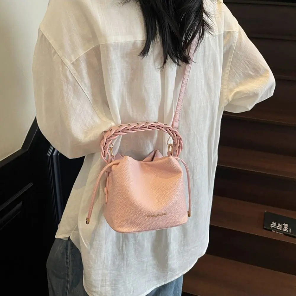 

Portable PU Leather Women Shoulder Bag Versatile Trendy Bucket Bag Minimalist Durable Crossbody Bag Gift